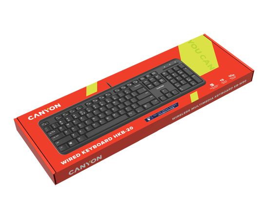 CANYON keyboard HKB-20 EN/RU Velvet Wired  Black