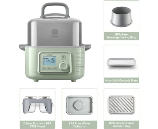 BUYDEEM Multi function Digital Food Steamer, model G564, color Cozy Greenish, EU