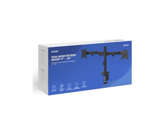 Monitora stiprinājums Savio  17" - 32" Dual monitor desk mount