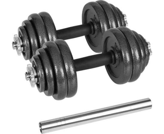 Hantle żeliwne regulowane w walizce z gryfem, zestaw 30kg  REBEL ACTIVE
