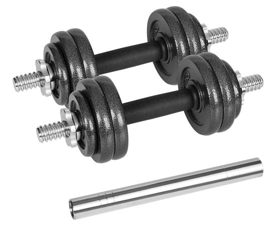 Hantle żeliwne regulowane w walizce z gryfem, zestaw 15kg REBEL ACTIVE