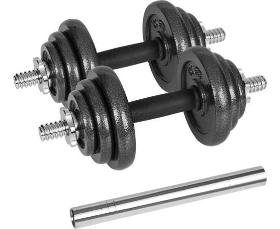 Hantle żeliwne regulowane w walizce z gryfem, zestaw 20kg REBEL ACTIVE