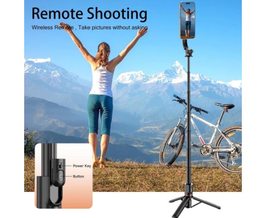 Evelatus Universālais MagStick Selfie Statīvs ar Magnētu + Bluetooth Tālvadība Izvelkamais Tālruņa Statīvs Melns