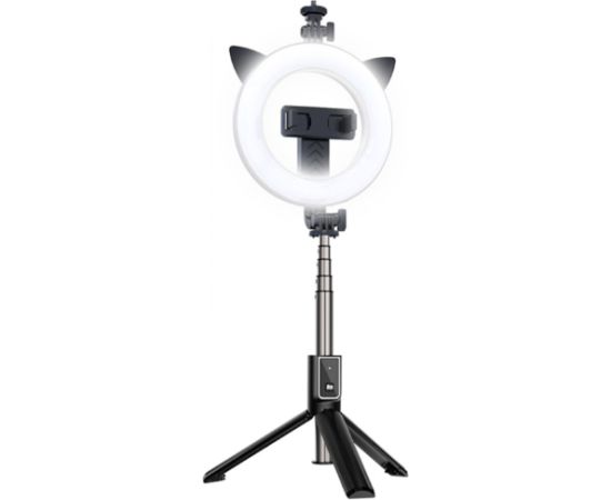CP X3 LED 16cm Uzlādējama Selfie Lampa ar BT Pulti & Rokturi + Grīdas statīvu 20-90cm + Telefona stiprinājums