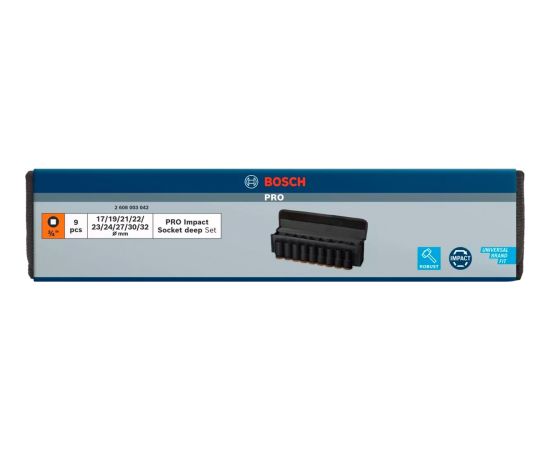 Bosch PRO Impact socket set 3/4", 9-piece (black, deep)