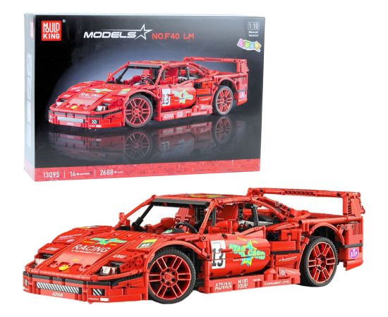 Leantoys Construction Bricks Sports Car Racing Red 1:10 2688 pcs.