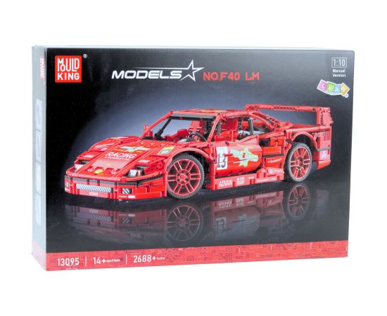 Leantoys Construction Bricks Sports Car Racing Red 1:10 2688 pcs.