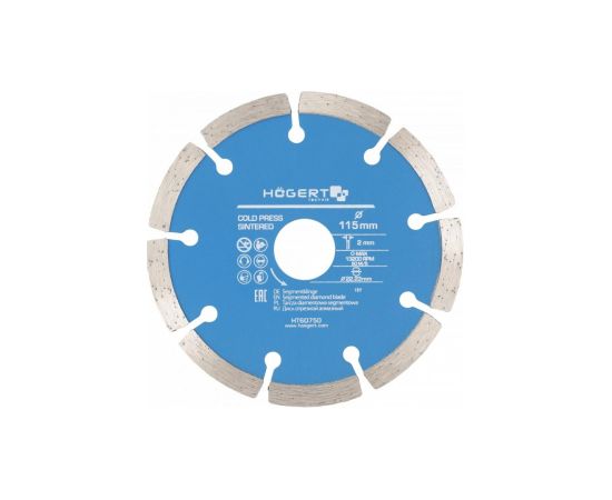 Dimanta griešanas disks Hogert HT6D750; 115 mm
