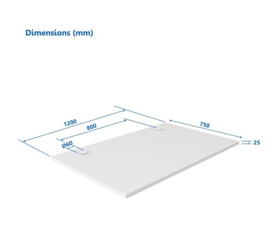 Up Up Table top M White, 1200x750x25mm (Laminated particle board)