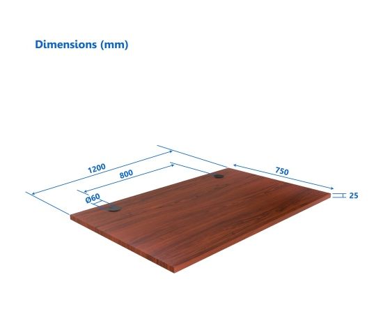 Up Up Table top M Dark Walnut, 1200x750x25mm (Laminated particle board)