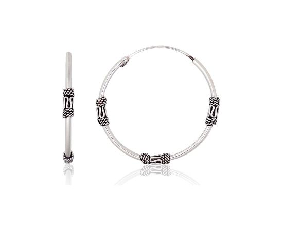 Серебряные серьги-кольца #2204009(POx-Bk), Серебро 925°, оксид (покрытие), 2.8 гр.