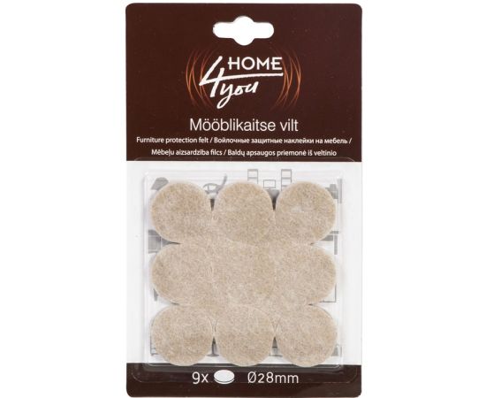 Mēbeļu aizsardzība filcs D28mm x 9gab, bēša