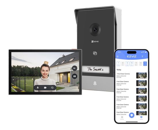 Ezviz HP7 3MP Viedo durvju zvans ar 7'' skārienekrānu 2.4G/5G Wi-Fi Sudrabs