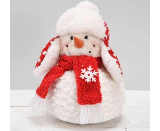 Decoration FUN KAI H26cm, snowman, red