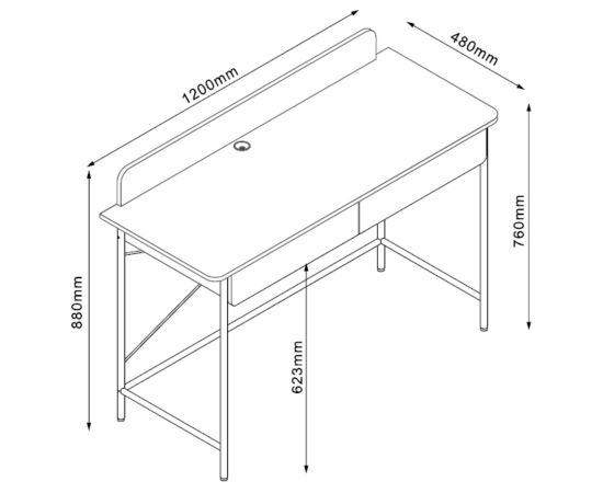 Desk FERDIE 120x48xH88cm, ash/white