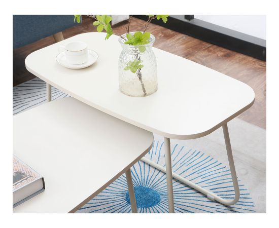 Coffee table DUO 2pcs 120x48xH40cm, 75x40xH48cm, light wood/beige