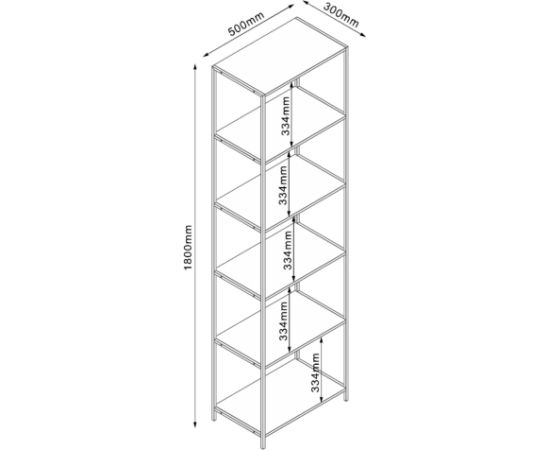 Shelf HARPER 50x30xH180cm, ash/black