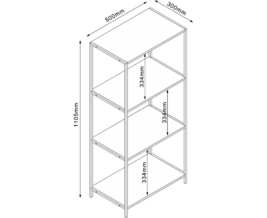 Shelf HARPER 50x30xH110,5cm, ash/black
