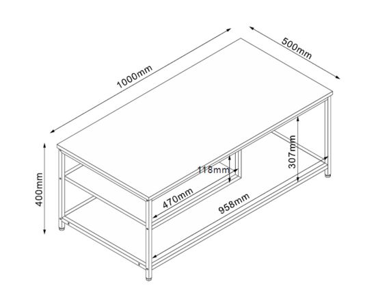 Coffee table DIMITRA 100x50xH40cm, rustic/black
