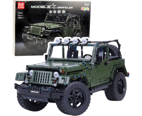 Leantoys Construction Bricks Off-Road Car Green Khaki 2078 pcs.