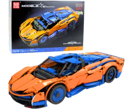 Leantoys Construction Bricks Sports Car RC Blue and Orange 1883 pcs.