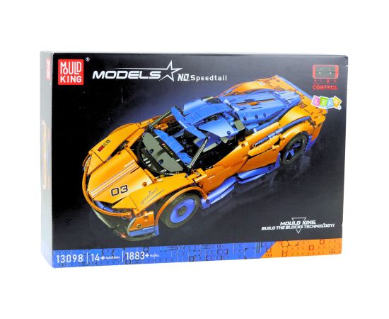 Leantoys Construction Bricks Sports Car RC Blue and Orange 1883 pcs.
