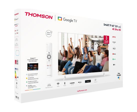 TV Set THOMSON 43" 4K/Smart QLED 3840x2160 Google TV White 43UG4S14W