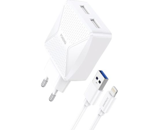 GaN Foneng EU50 charger, 35W 2x USB-C to Type-C to Lightning (white)