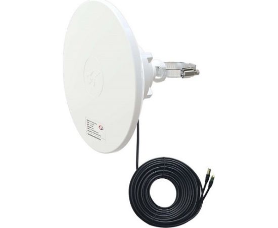 Hismart 5G / LTE / CBRS 2x2 MIMO Dish Antenna, 1.7-4.2GHz, 2x 12dBi, IP67