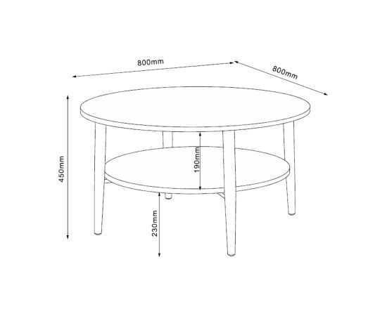 Coffee table HECTOR 80x80xH45cm, ash/black