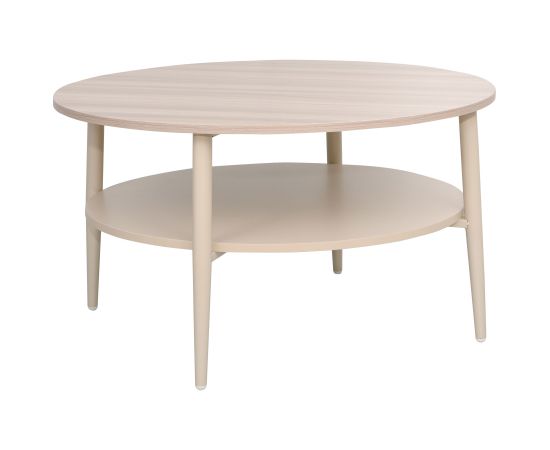 Coffee table LESTER 80x80xH45cm, light wood/beige