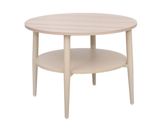 Coffee table LESTER 60x60xH45cm, light wood/beige