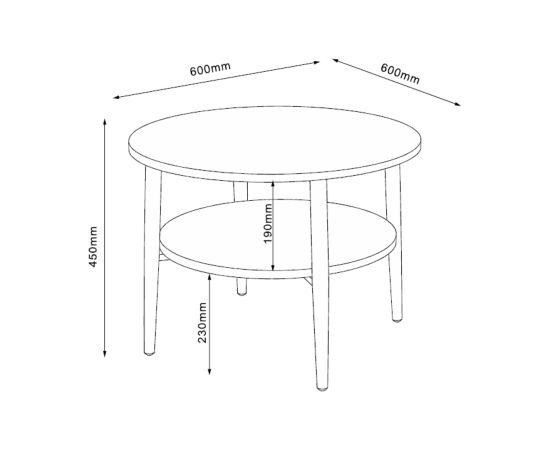 Coffee table LESTER 60x60xH45cm, light wood/beige