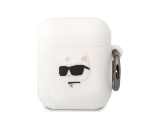 Karl Lagerfeld -  Karl Lagerfeld 3D Logo NFT Choupette Head Silicone Case for AirPods 1/2 White