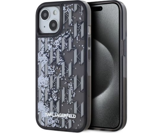 Karl Lagerfeld Apple  Karl Lagerfeld Liquid Glitter Monogram Gradient Case for iPhone 15 Black