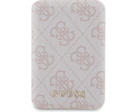 Guess Powerbank indukcyjny 15W GUPB5FP4EMGP 5000mAh różowy|pink 4G Leather Metal Logo MagSafe