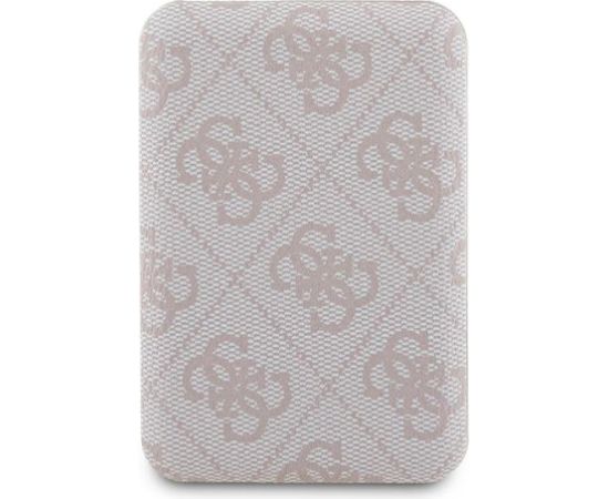 Guess Powerbank indukcyjny 15W GUPB5FP4EMGP 5000mAh różowy|pink 4G Leather Metal Logo MagSafe