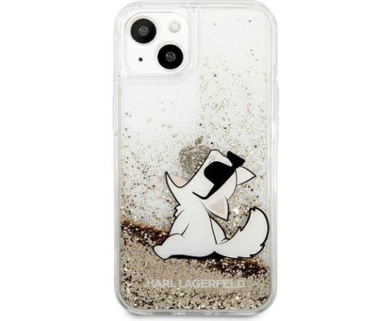 KLHCP13SGCFD Karl Lagerfeld Liquid Glitter Choupette Eat Case for iPhone 13 mini Gold