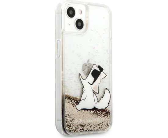 KLHCP13SGCFD Karl Lagerfeld Liquid Glitter Choupette Eat Case for iPhone 13 mini Gold