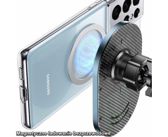 USAMS Uchwyt indukcyjny Magnetic Car Wireless Charging 15W do kratki went. szary|grey CD170DZ01 (US-CD170)