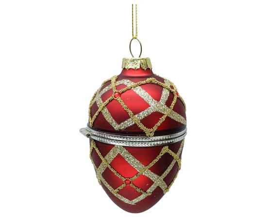Christmas ornament JOY EGG RED 9.5cm, glass