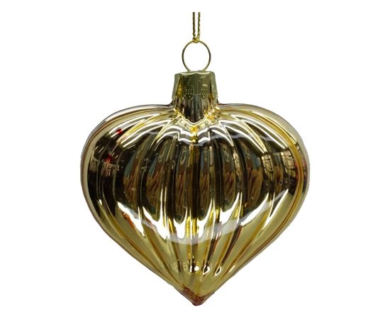 Christmas ornament JOY HEART GOLD 8cm, glass