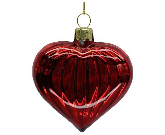 Christmas ornament JOY HEART RED 8cm, glass