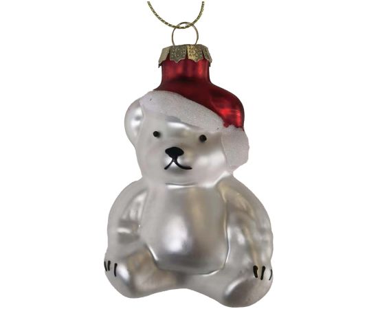Ziemassvētku rotājums JOY “Bear” – lācītis, 8 cm, stikls