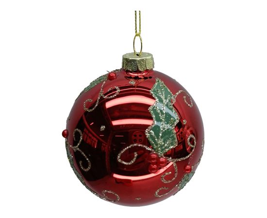 Christmas ornament JOY RED D8cm, glass