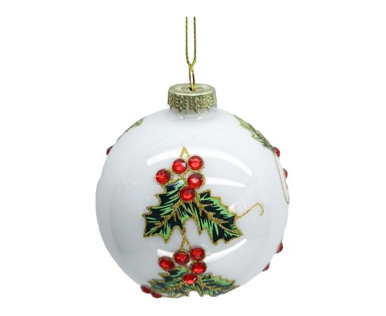 Christmas ornament JOY WHITE D8cm, glass