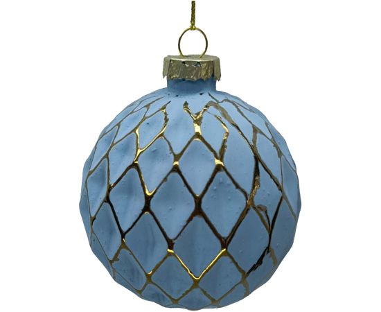 Christmas ornament JOY XMAS BLUE D8cm, glass