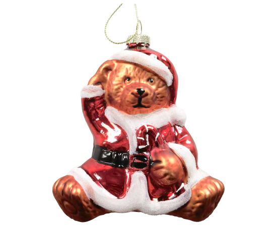 Christmas ornament JOY BEAR SANTA 10.5cm, glass