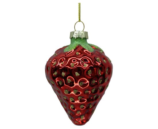 Christmas ornament JOY STRAWBERRY 8.5cm, glass