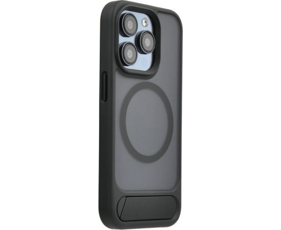 Evelatus Apple  iPhone 15 Rubber Coated MagSafe With Stand Case Black Neoriģinālie Maciņi